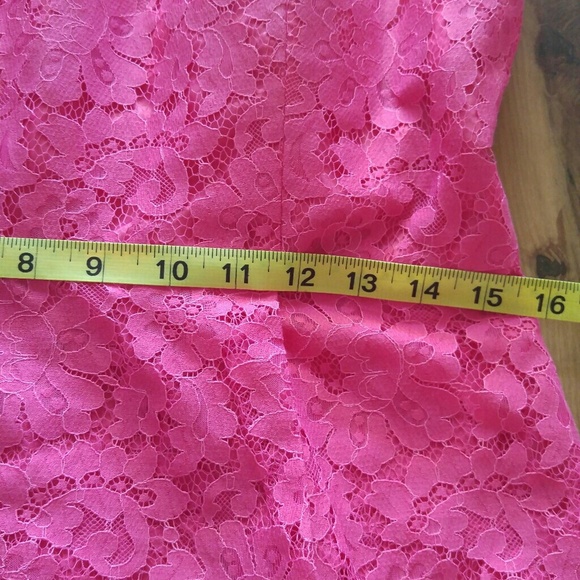 NWT Calvin Klein pink lace strapless peplum dress - Picture 6 of 8